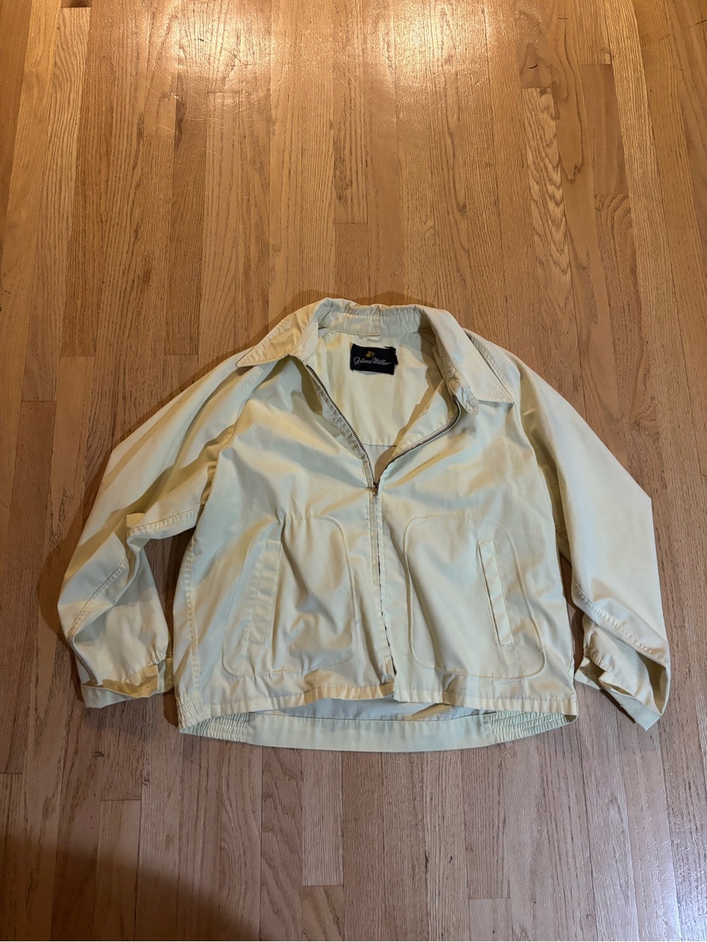 Vintage Johnny Miller Men's Light Yellow Zip-Front Jacket